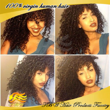 Plus court à la mode coiffure brésilienne vierge cheveux humains kinky twist perruques